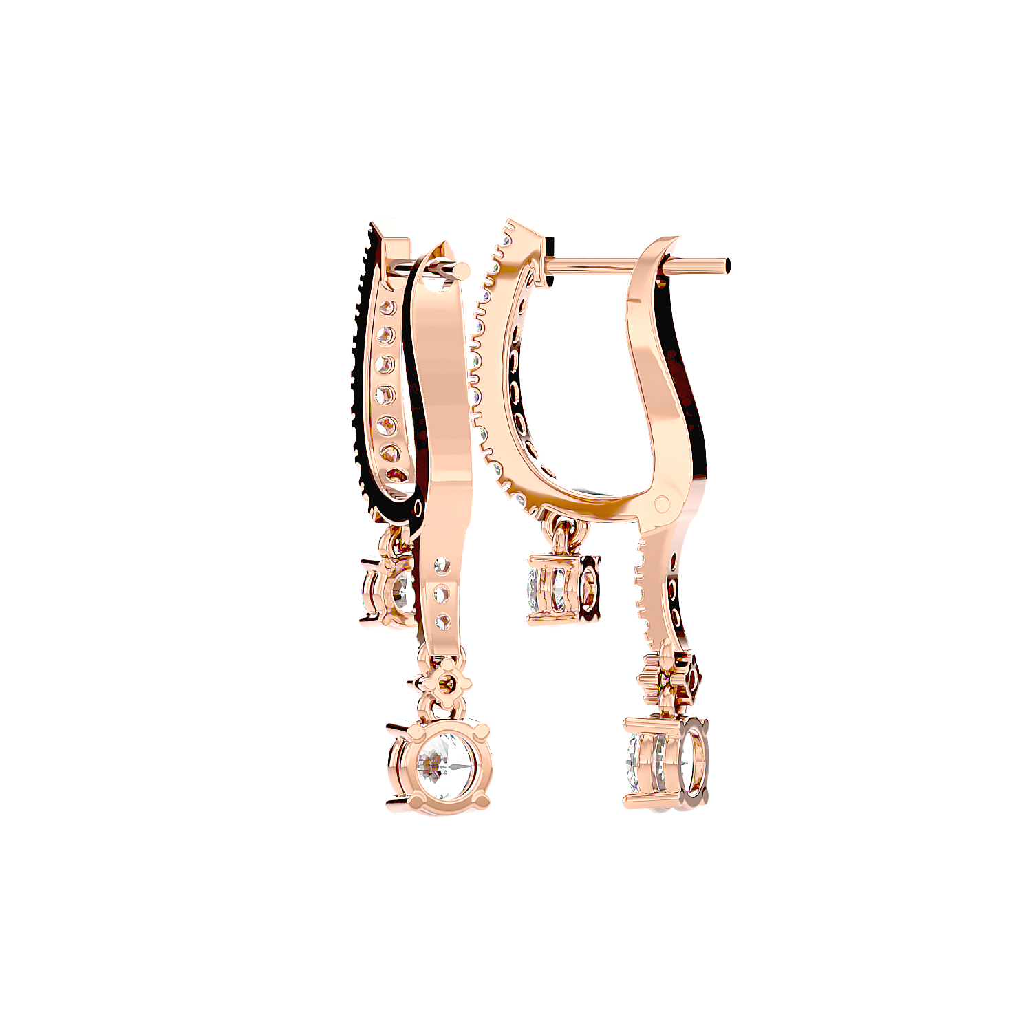 Diamond Drop Huggie Earrings