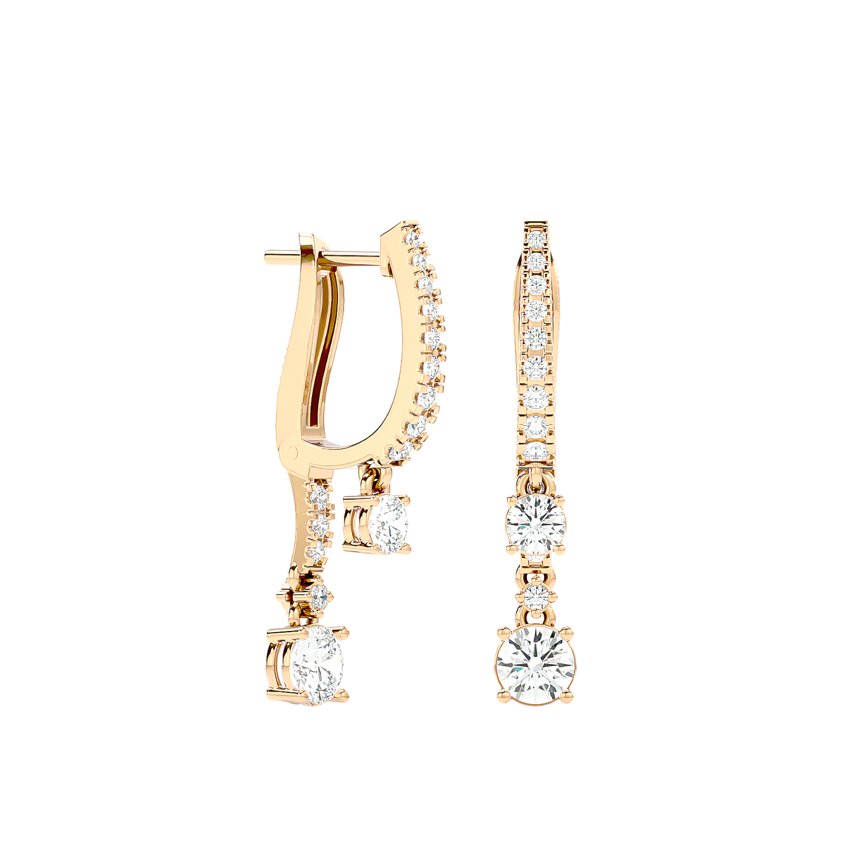 Diamond Drop Huggie Earrings