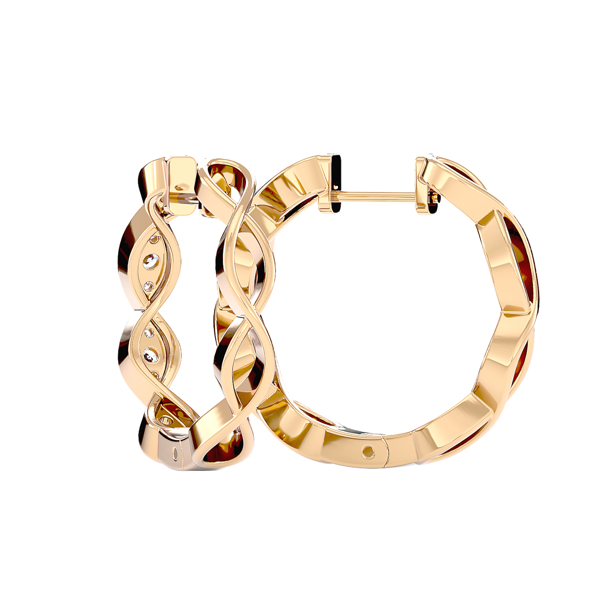 Twisted Diamond Hoop Earrings