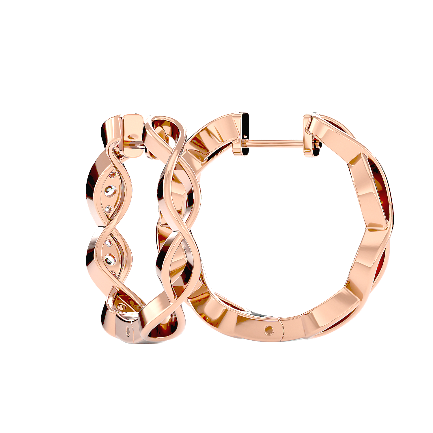 Twisted Diamond Hoop Earrings