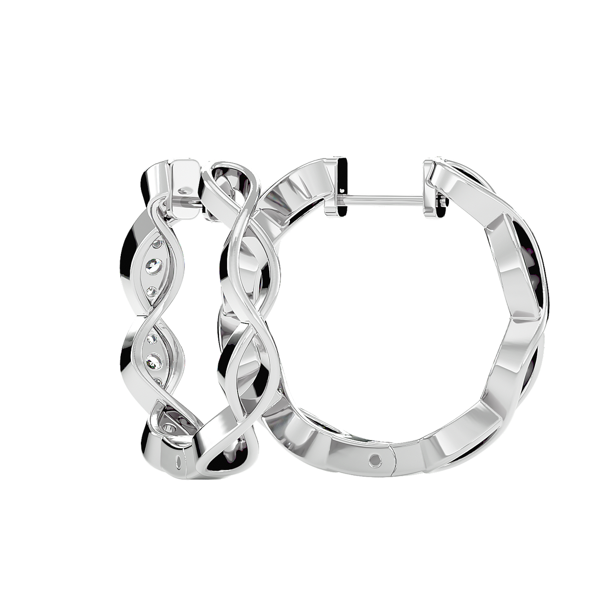 Twisted Diamond Hoop Earrings