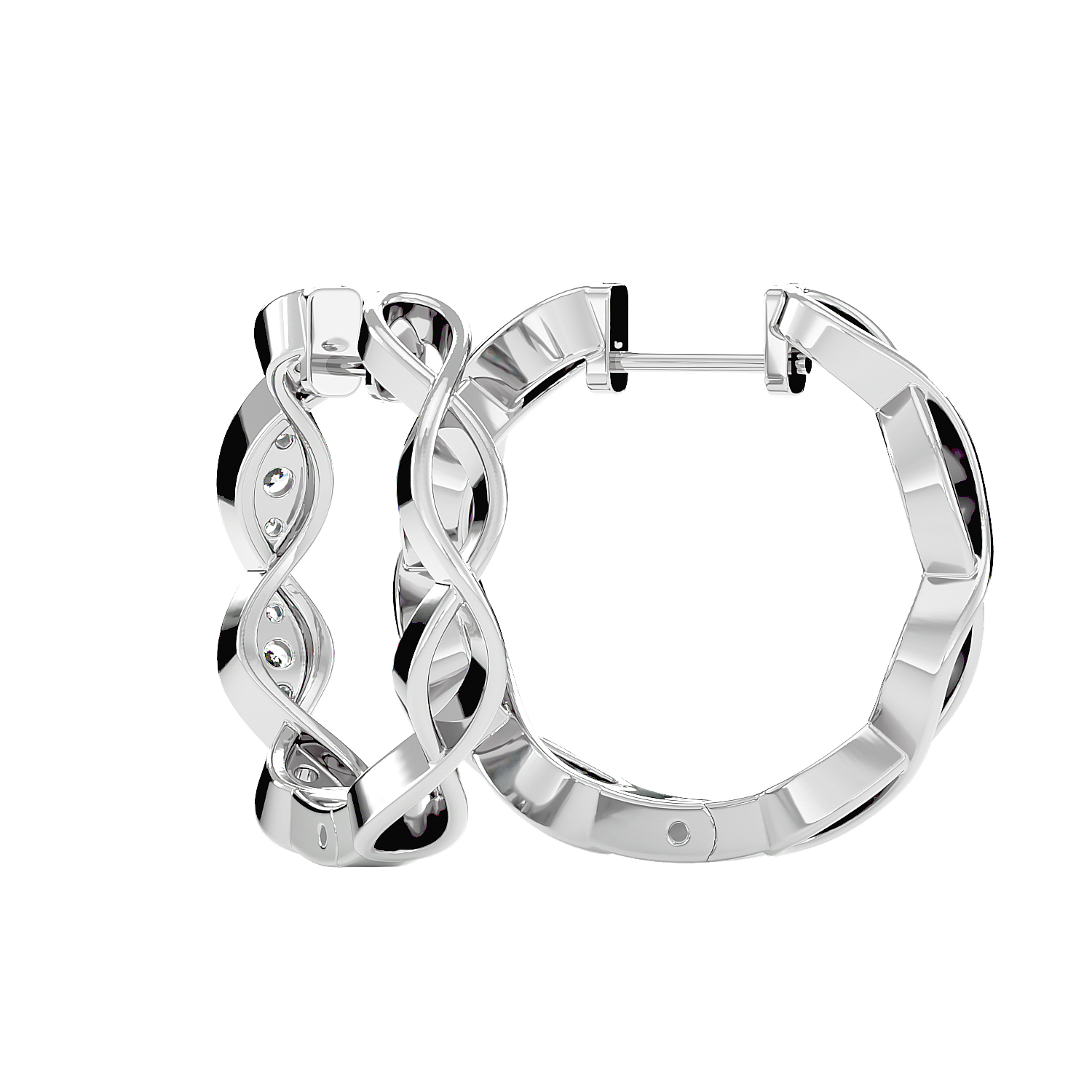 Twisted Diamond Hoop Earrings