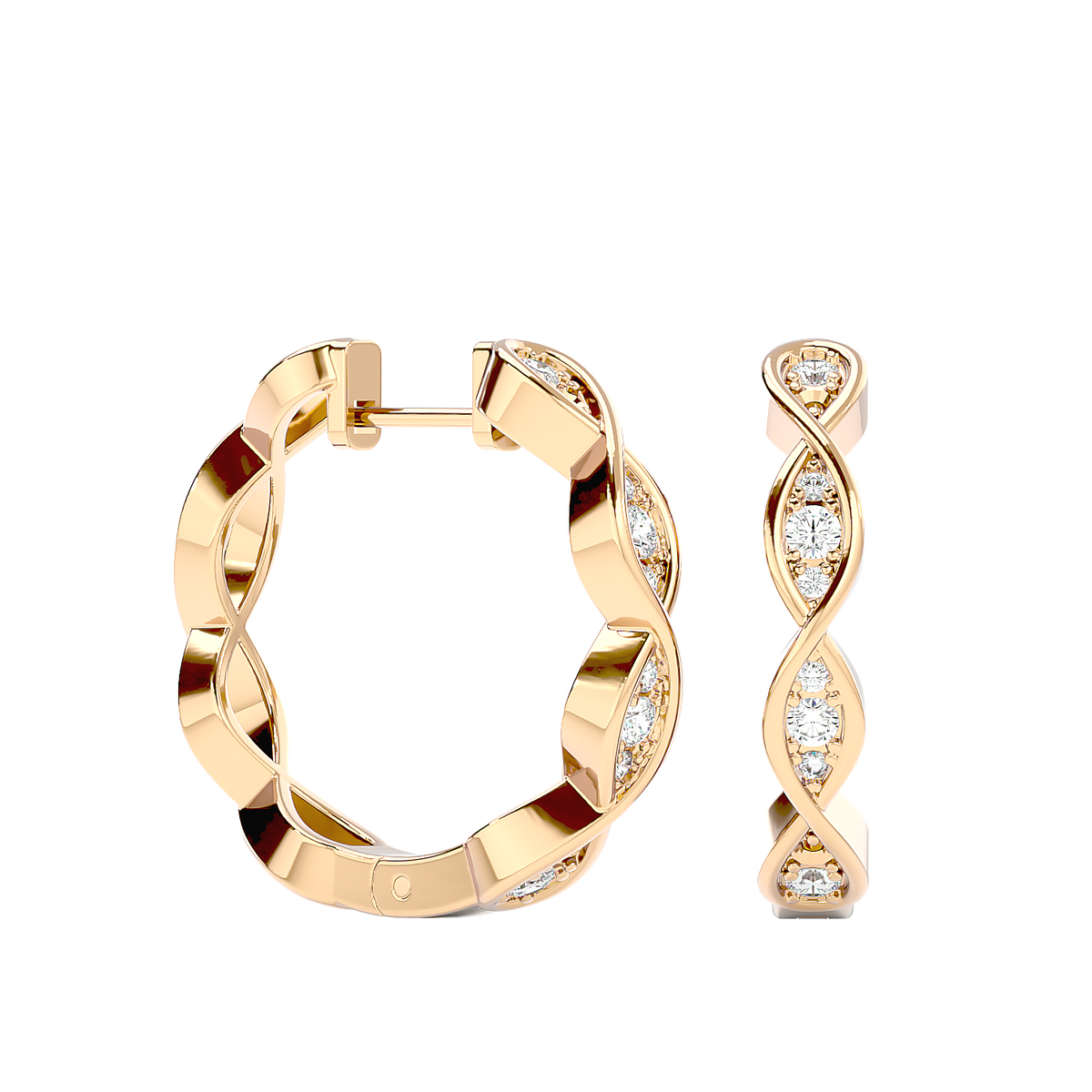 Twisted Diamond Hoop Earrings