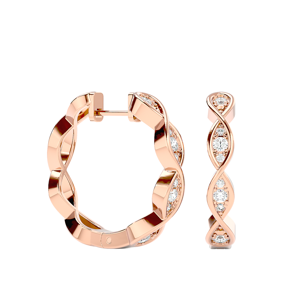 Twisted Diamond Hoop Earrings