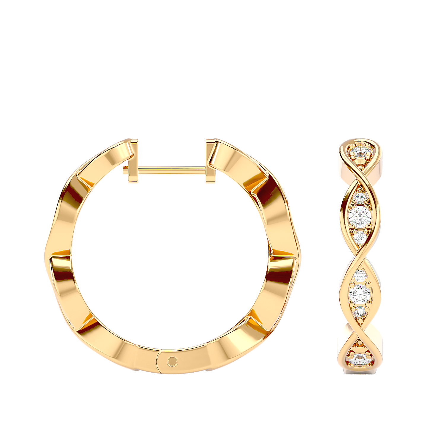 Twisted Diamond Hoop Earrings