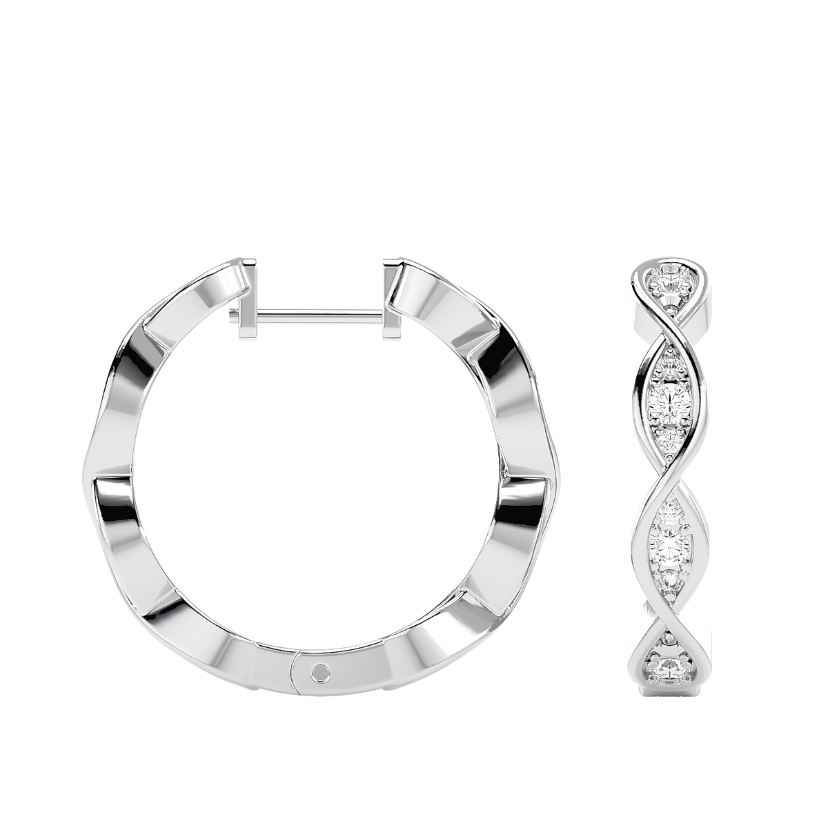 Twisted Diamond Hoop Earrings