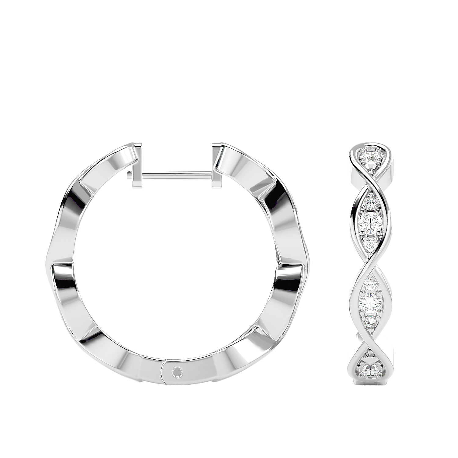 Twisted Diamond Hoop Earrings