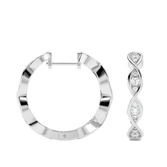 Twisted Diamond Hoop Earrings