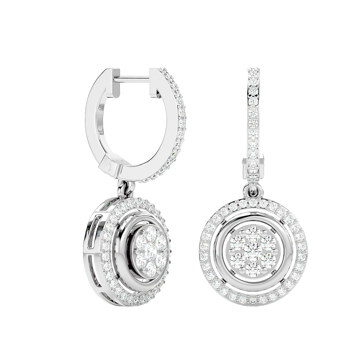 Halo Cluster Drop Earrings