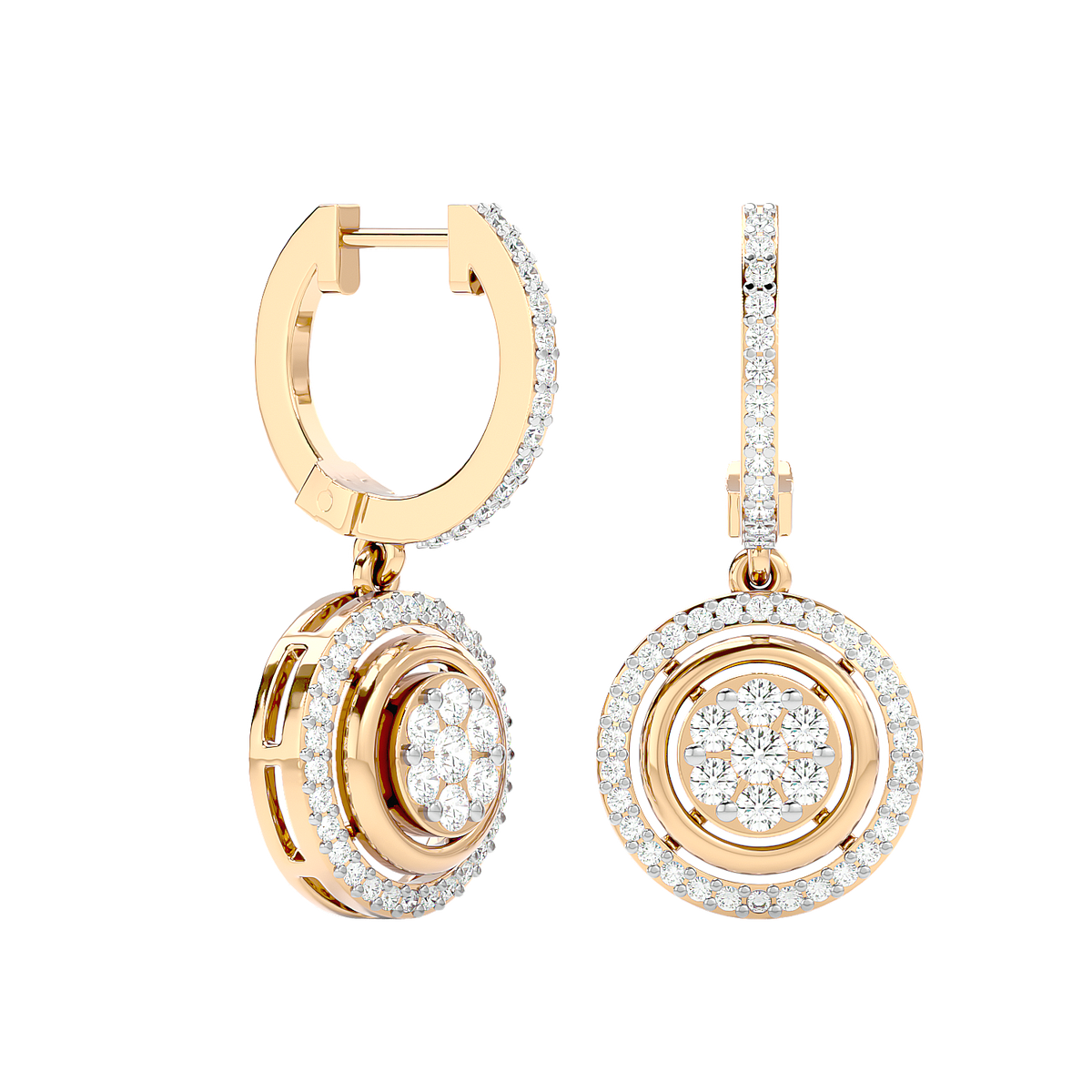 Halo Cluster Drop Earrings