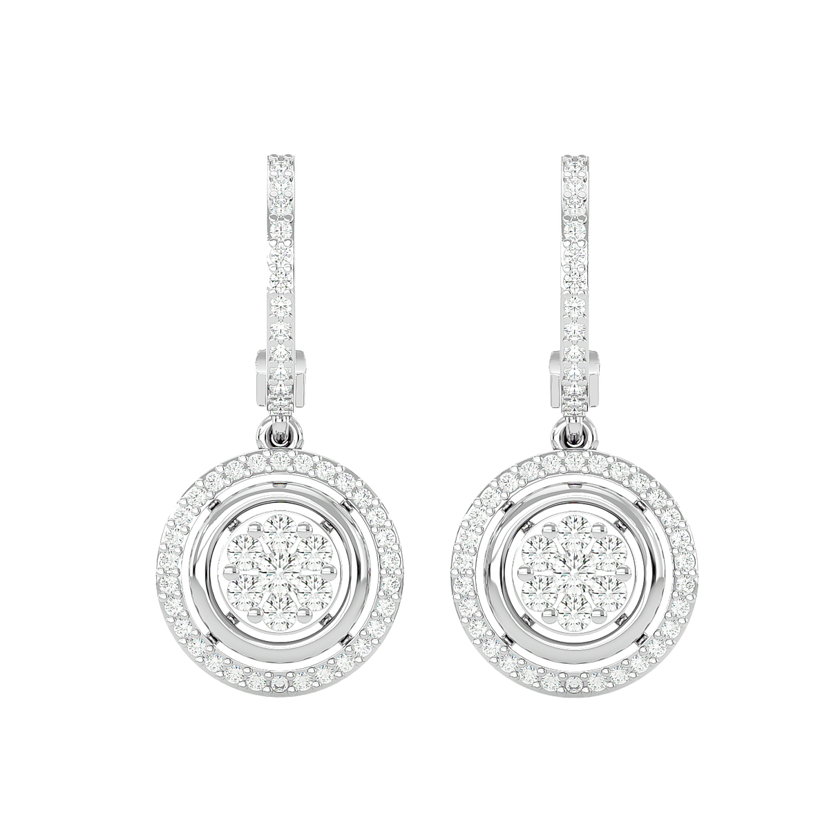 Halo Cluster Drop Earrings