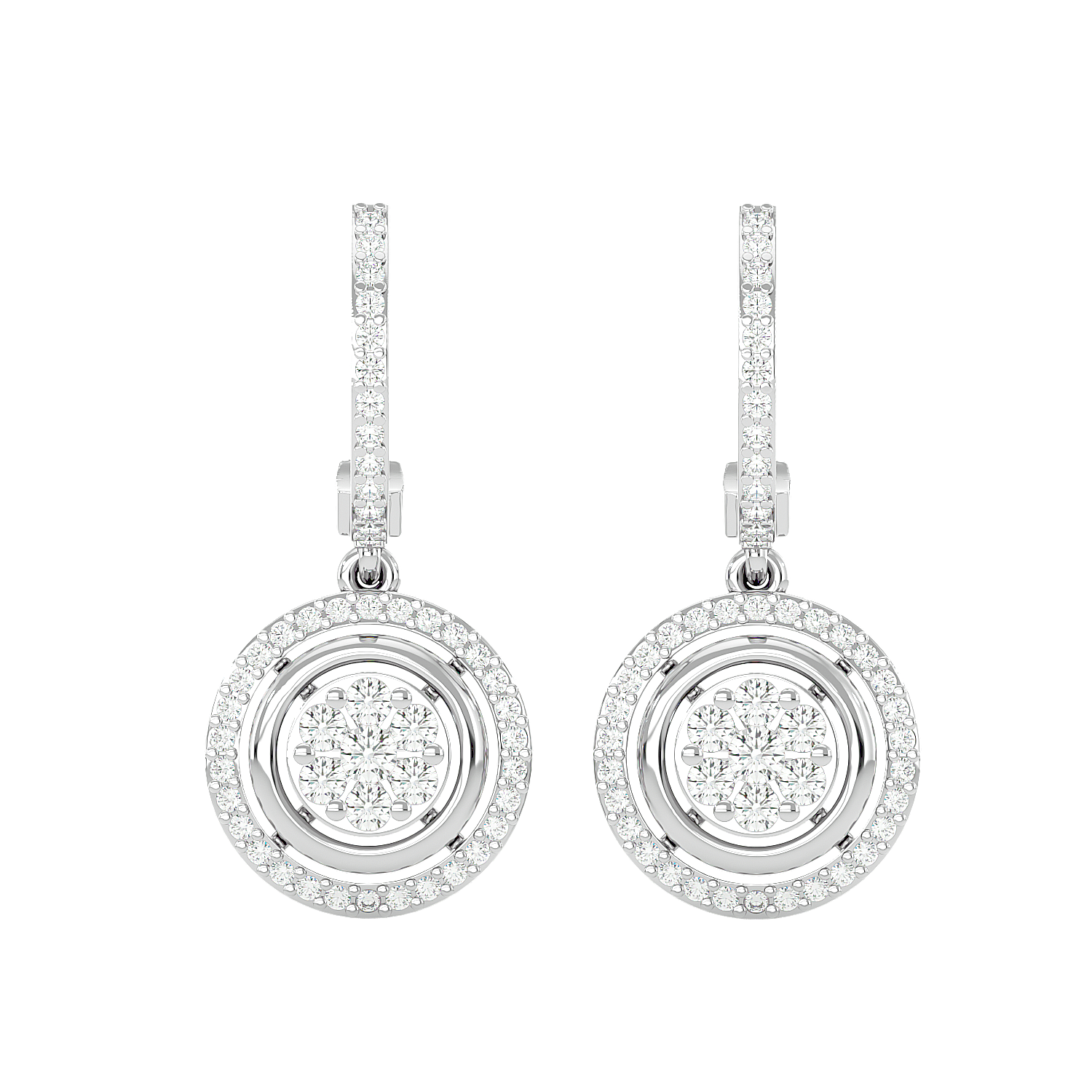 Halo Cluster Drop Earrings