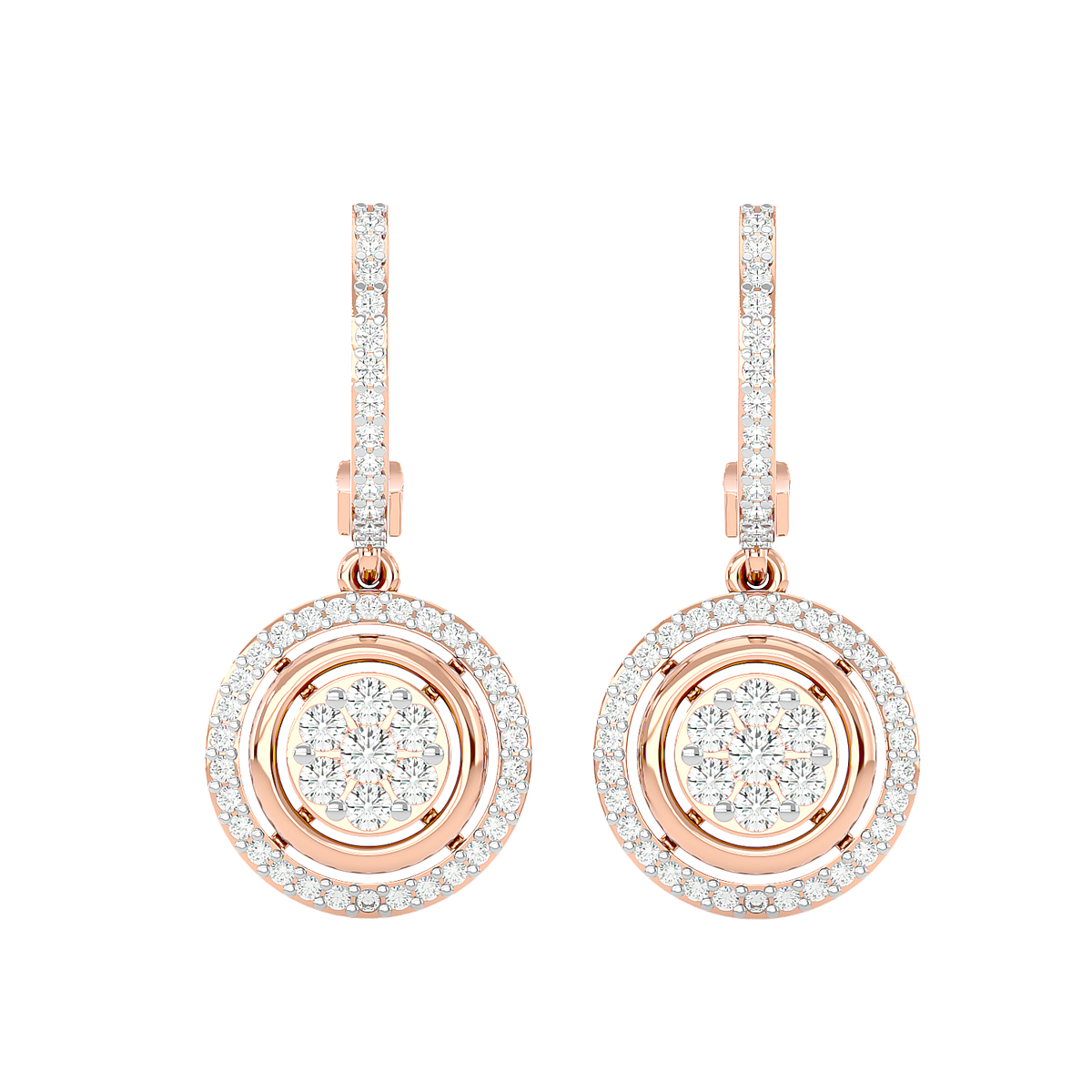 Halo Cluster Drop Earrings
