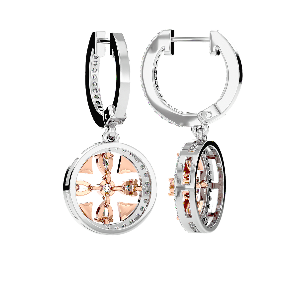 Floral Motif Diamond Drop Earrings