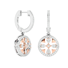 Floral Motif Diamond Drop Earrings