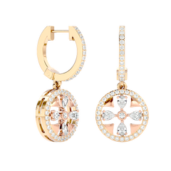 Floral Motif Diamond Drop Earrings