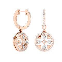 Floral Motif Diamond Drop Earrings