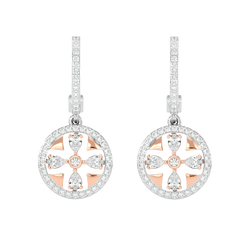 Floral Motif Diamond Drop Earrings