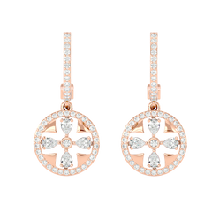 Floral Motif Diamond Drop Earrings