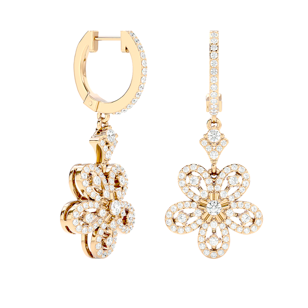 Diamond Flower Drop Earrings