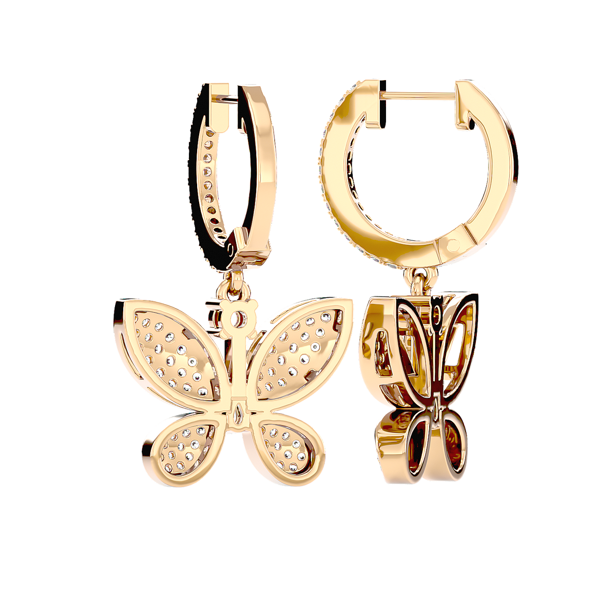 Diamond Butterfly Drop Earrings