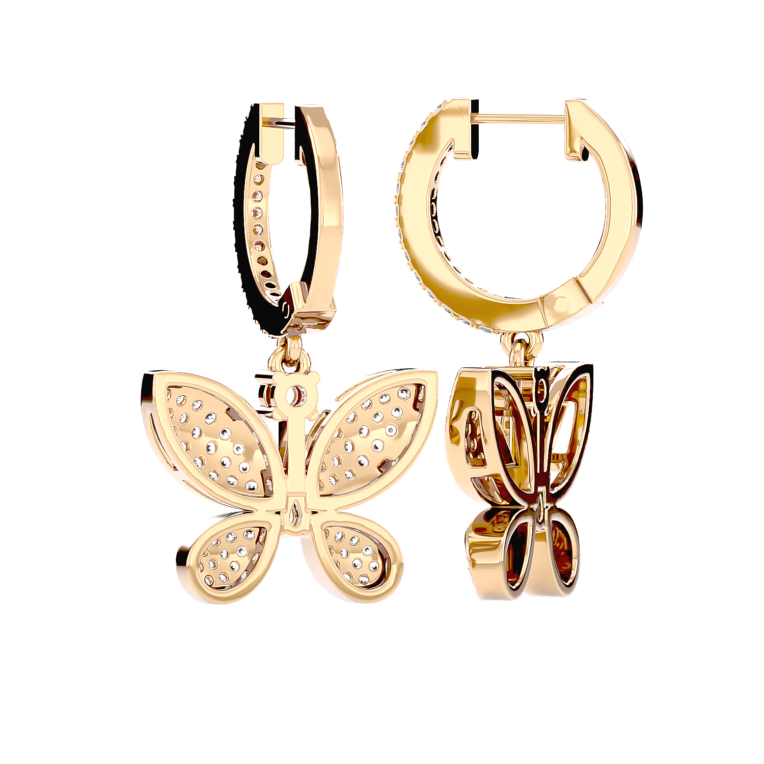 Diamond Butterfly Drop Earrings