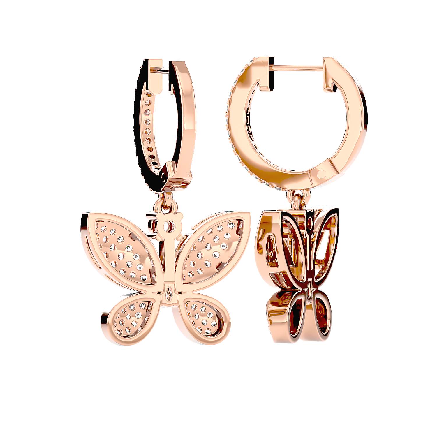 Diamond Butterfly Drop Earrings