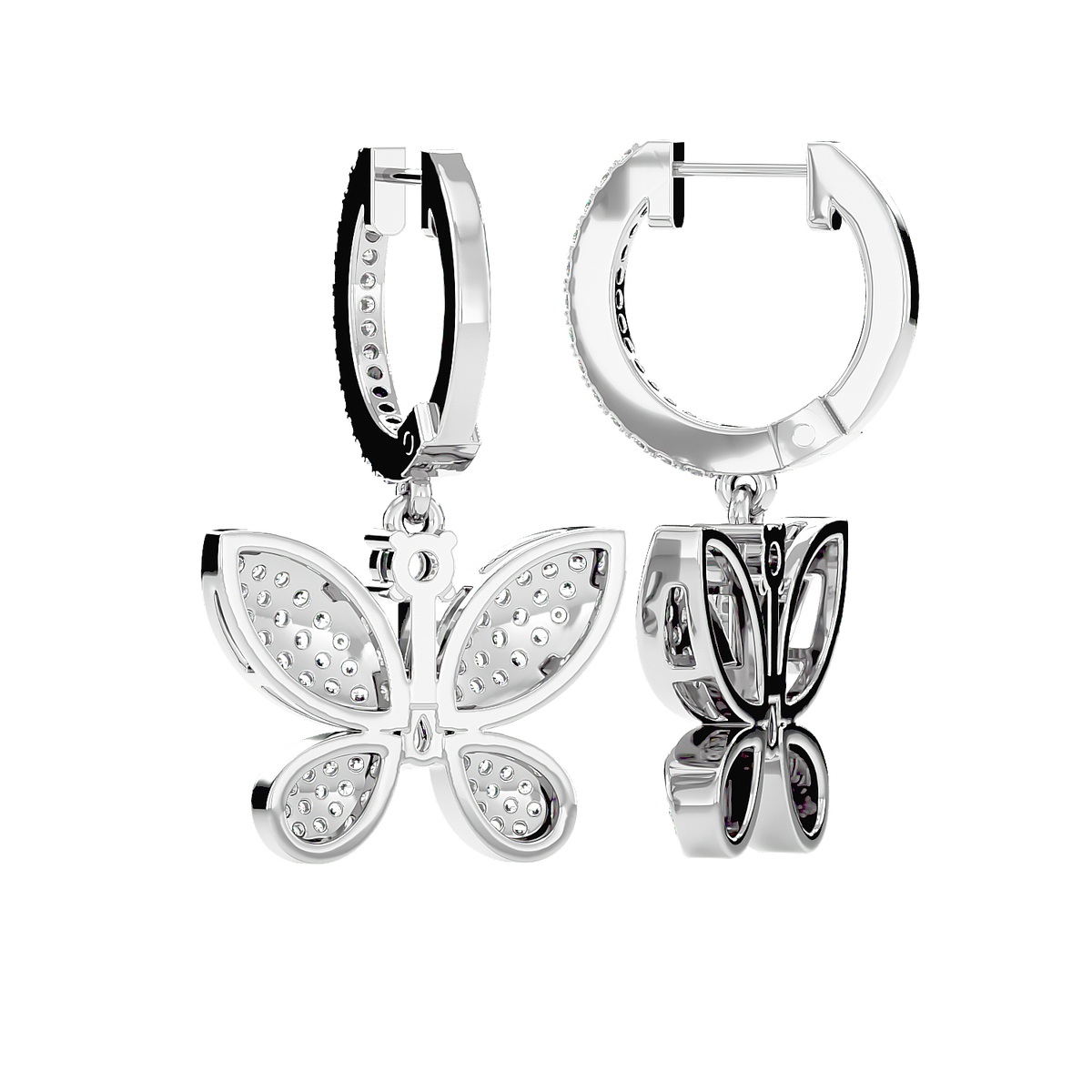 Diamond Butterfly Drop Earrings