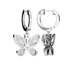 Diamond Butterfly Drop Earrings