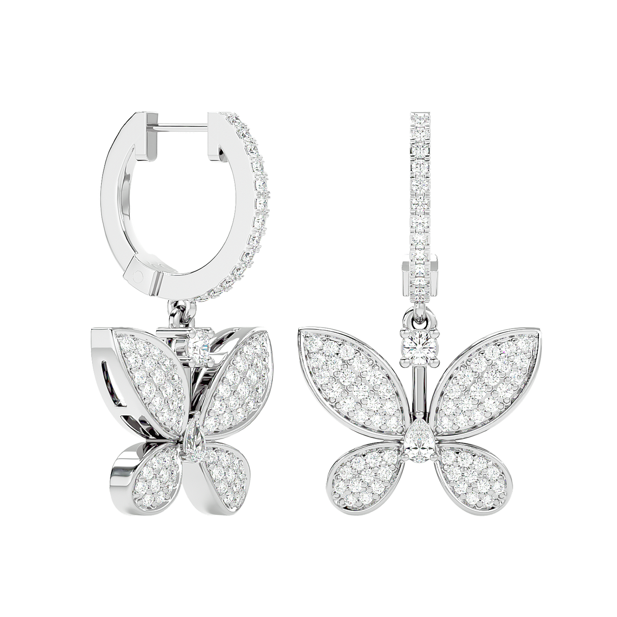 Diamond Butterfly Drop Earrings