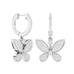 Diamond Butterfly Drop Earrings