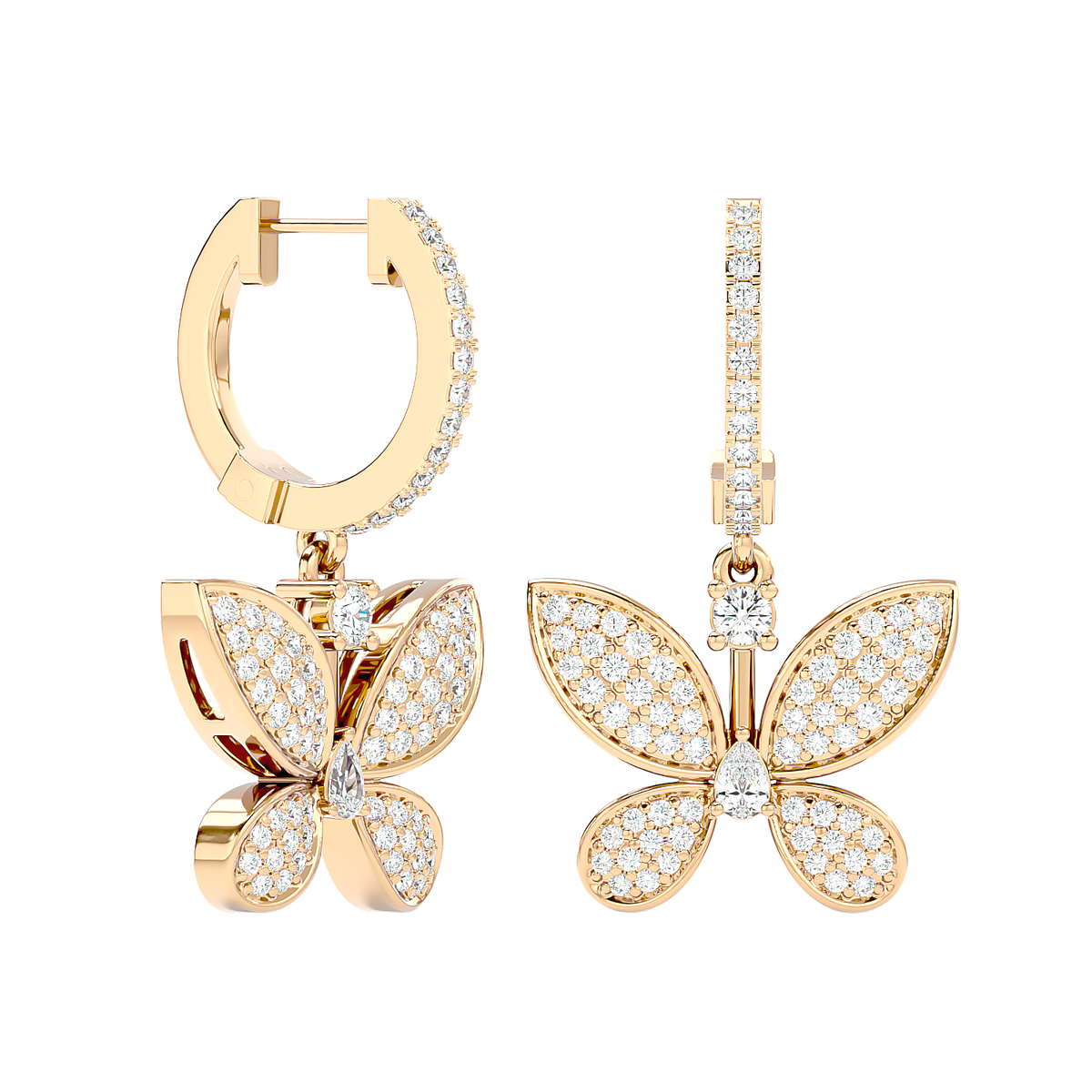 Diamond Butterfly Drop Earrings