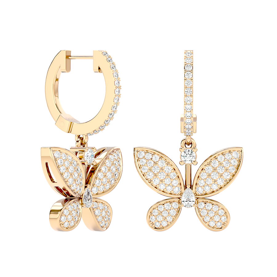 Diamond Butterfly Drop Earrings