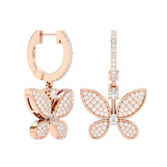 Diamond Butterfly Drop Earrings