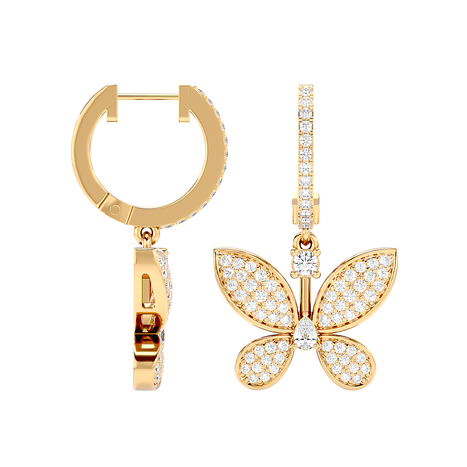 Diamond Butterfly Drop Earrings