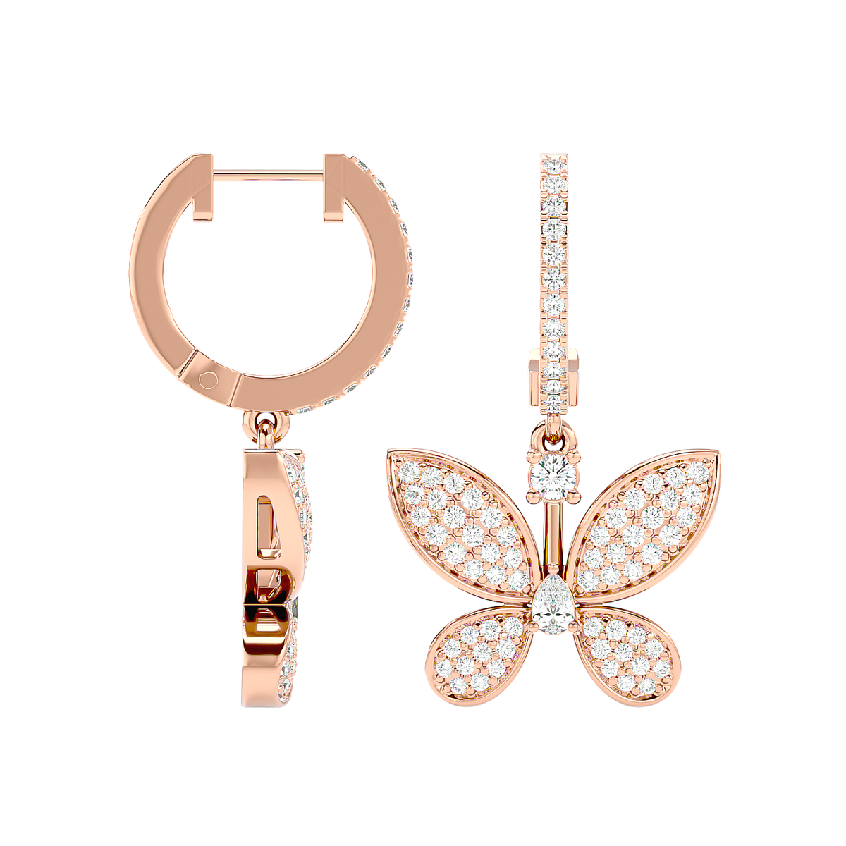 Diamond Butterfly Drop Earrings