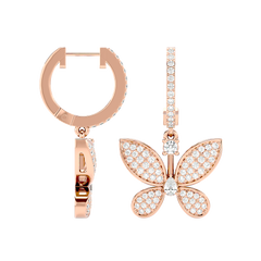 Diamond Butterfly Drop Earrings