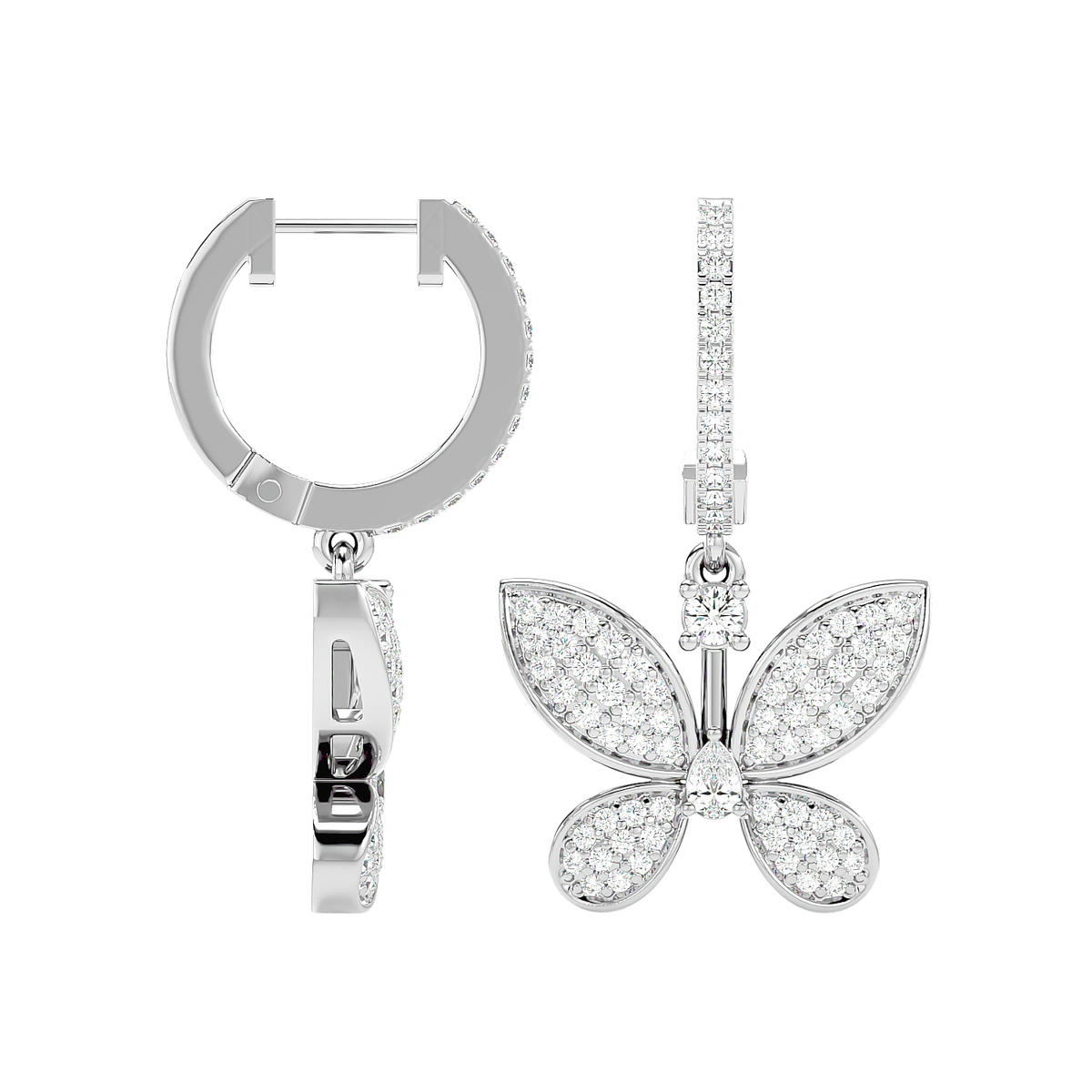 Diamond Butterfly Drop Earrings