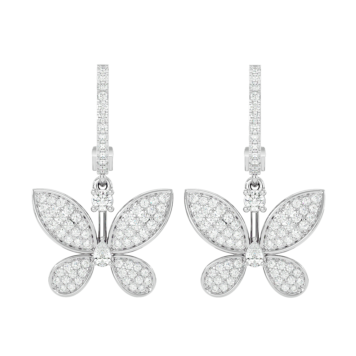 Diamond Butterfly Drop Earrings