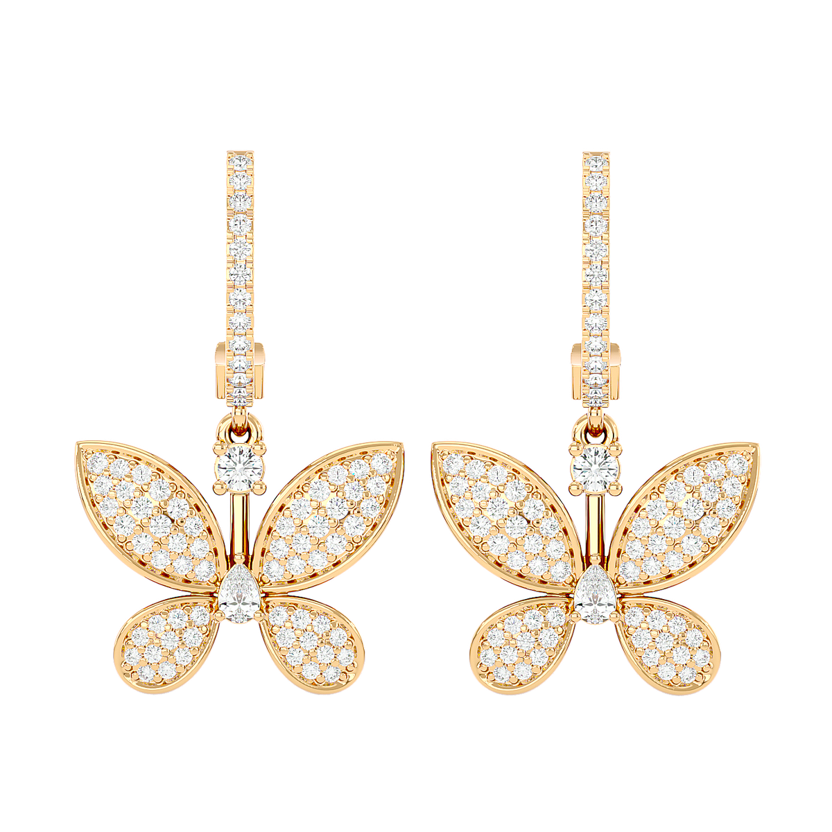 Diamond Butterfly Drop Earrings