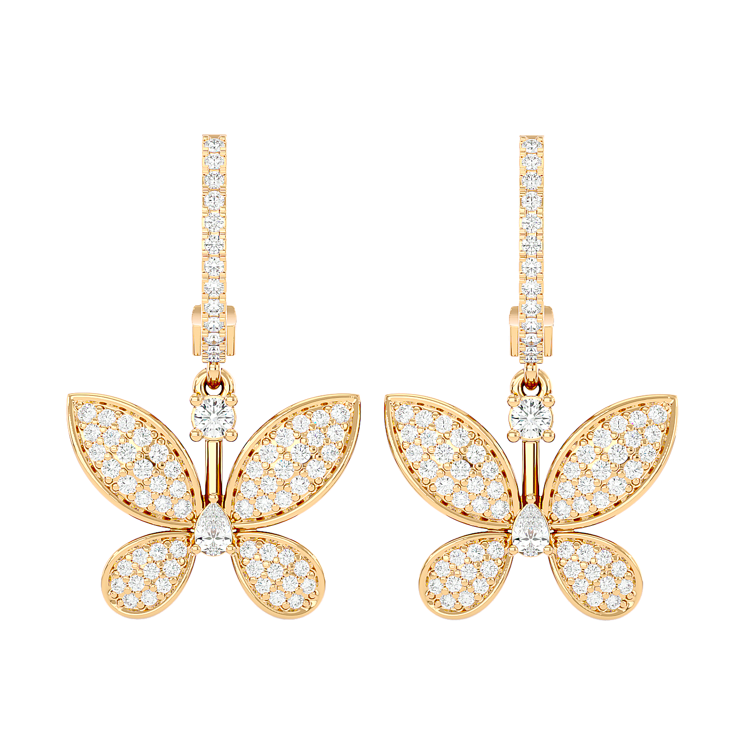 Diamond Butterfly Drop Earrings