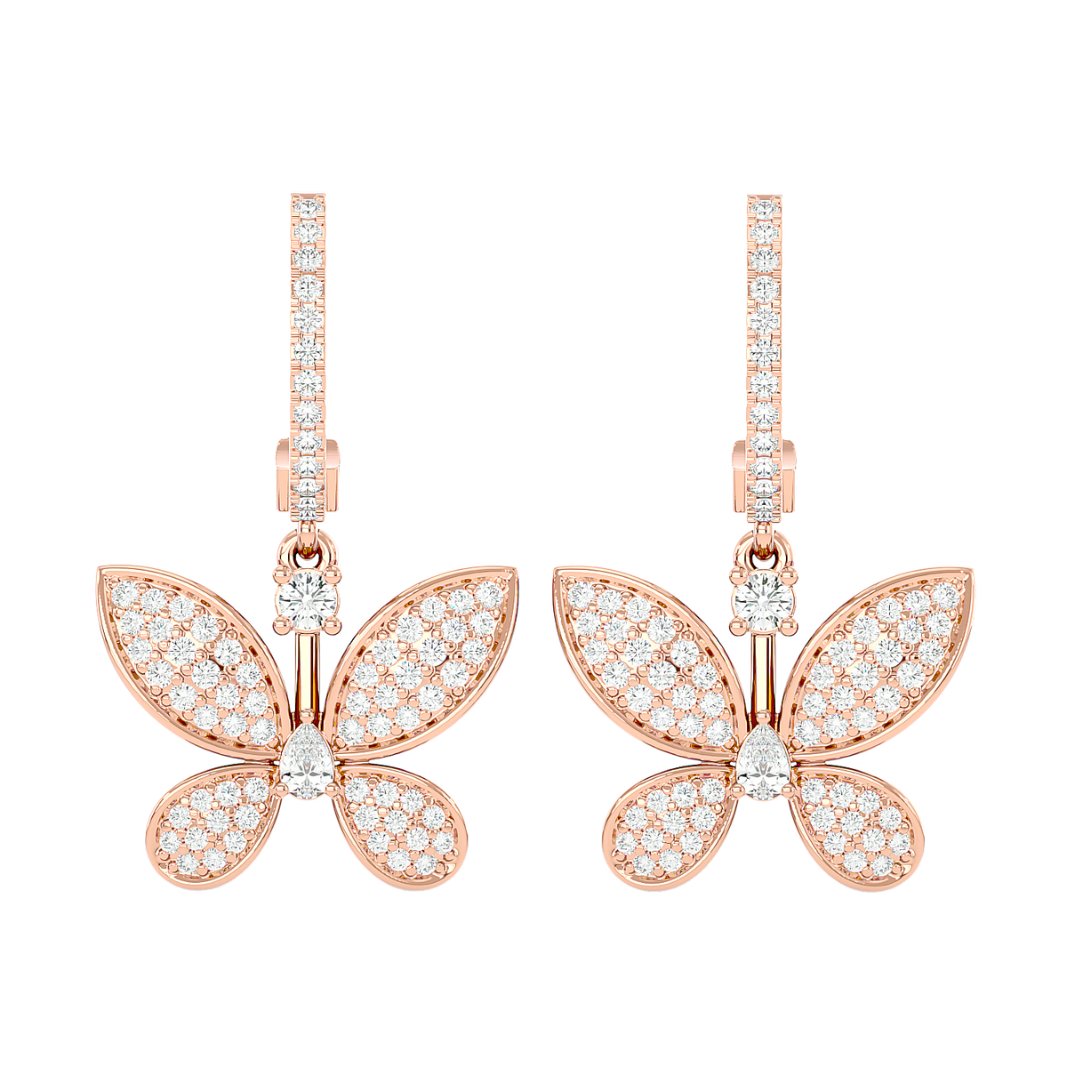 Diamond Butterfly Drop Earrings
