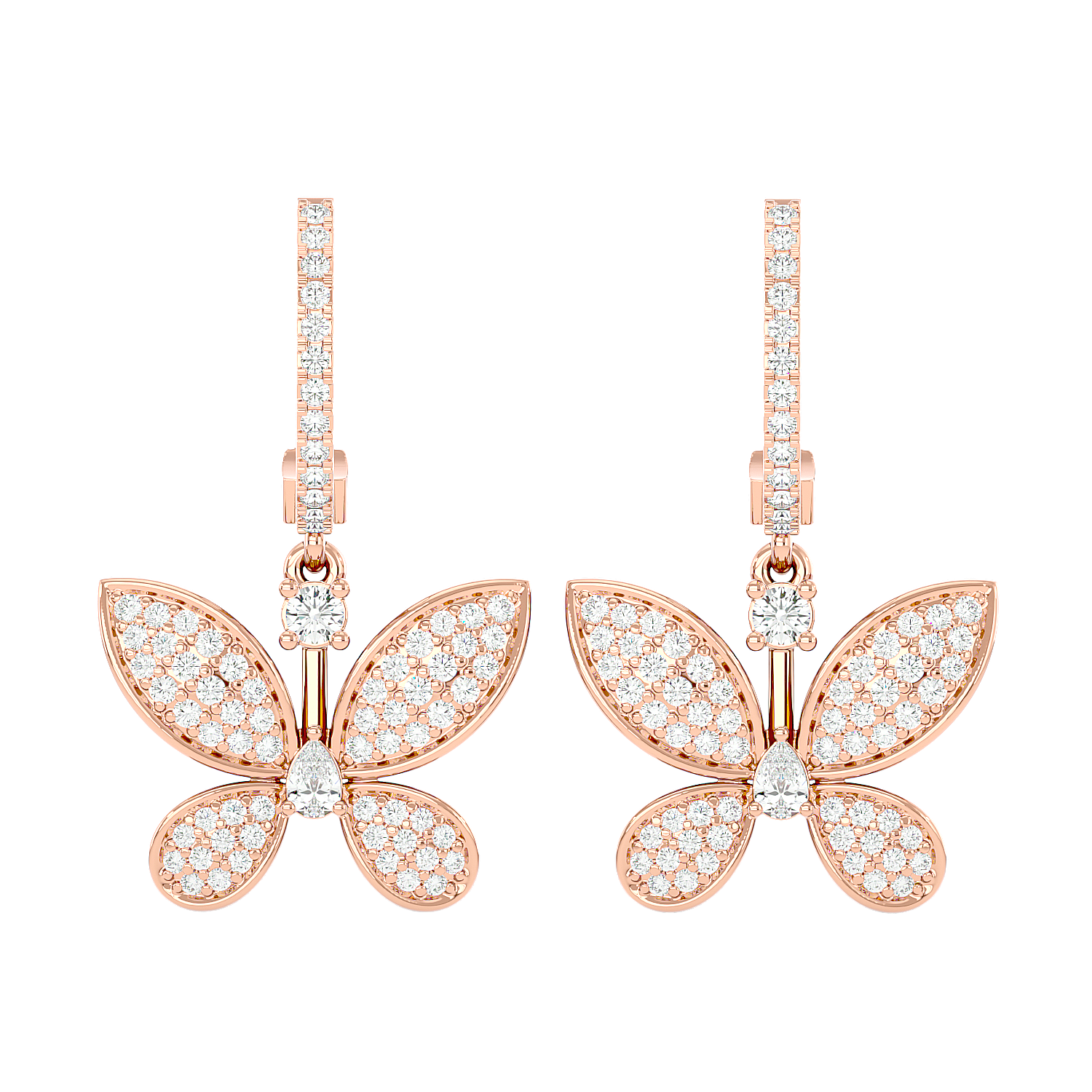 Diamond Butterfly Drop Earrings