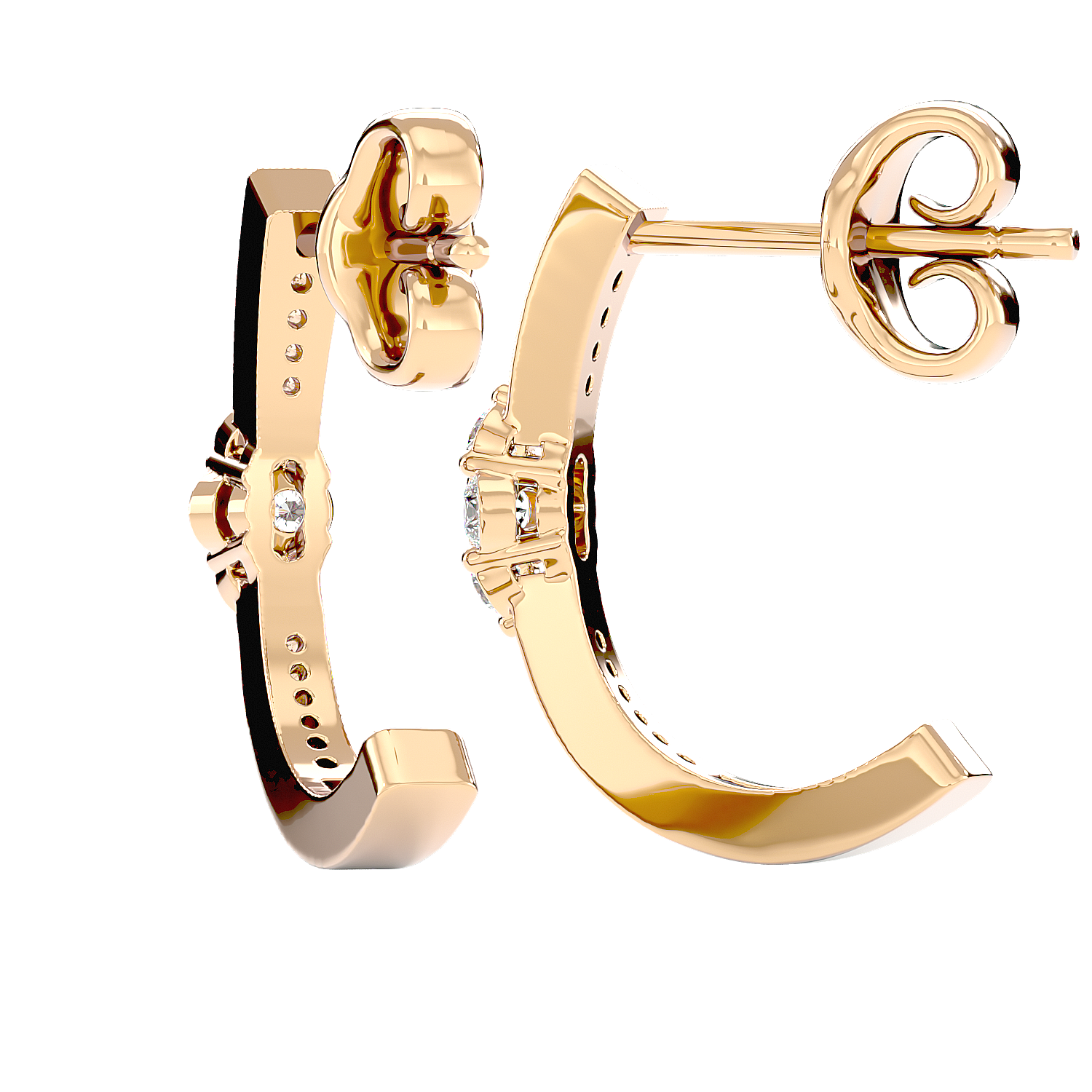 Diamond Cluster Half Hoop Earrings