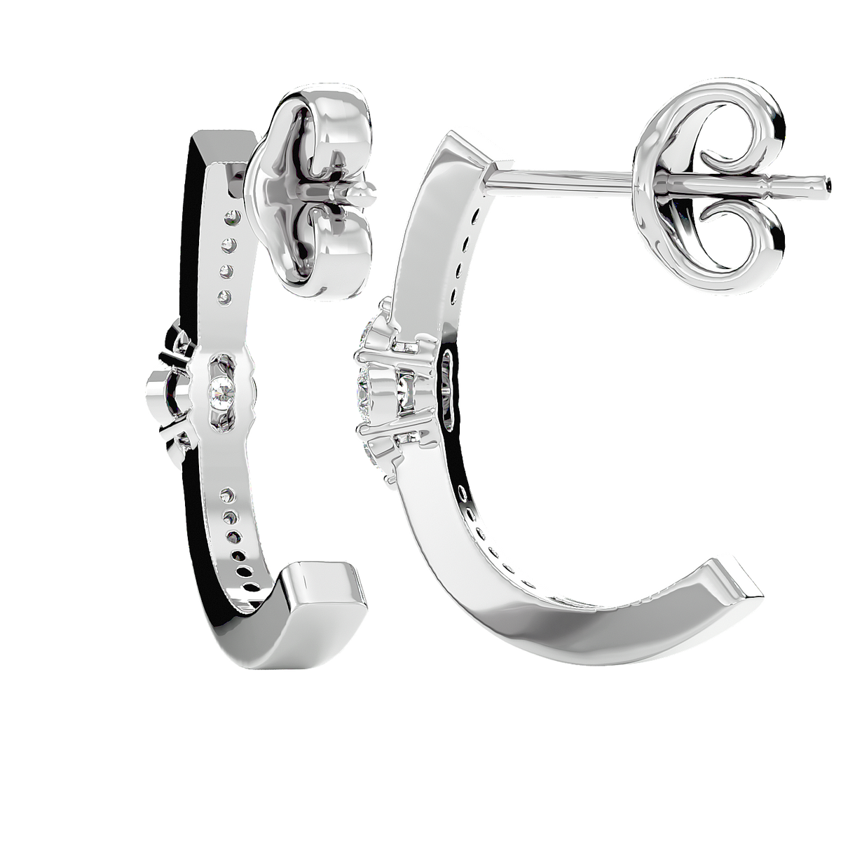 Diamond Cluster Half Hoop Earrings