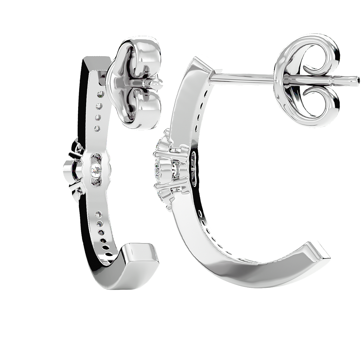 Diamond Cluster Half Hoop Earrings