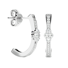 Diamond Cluster Half Hoop Earrings