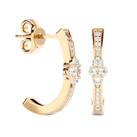 Diamond Cluster Half Hoop Earrings