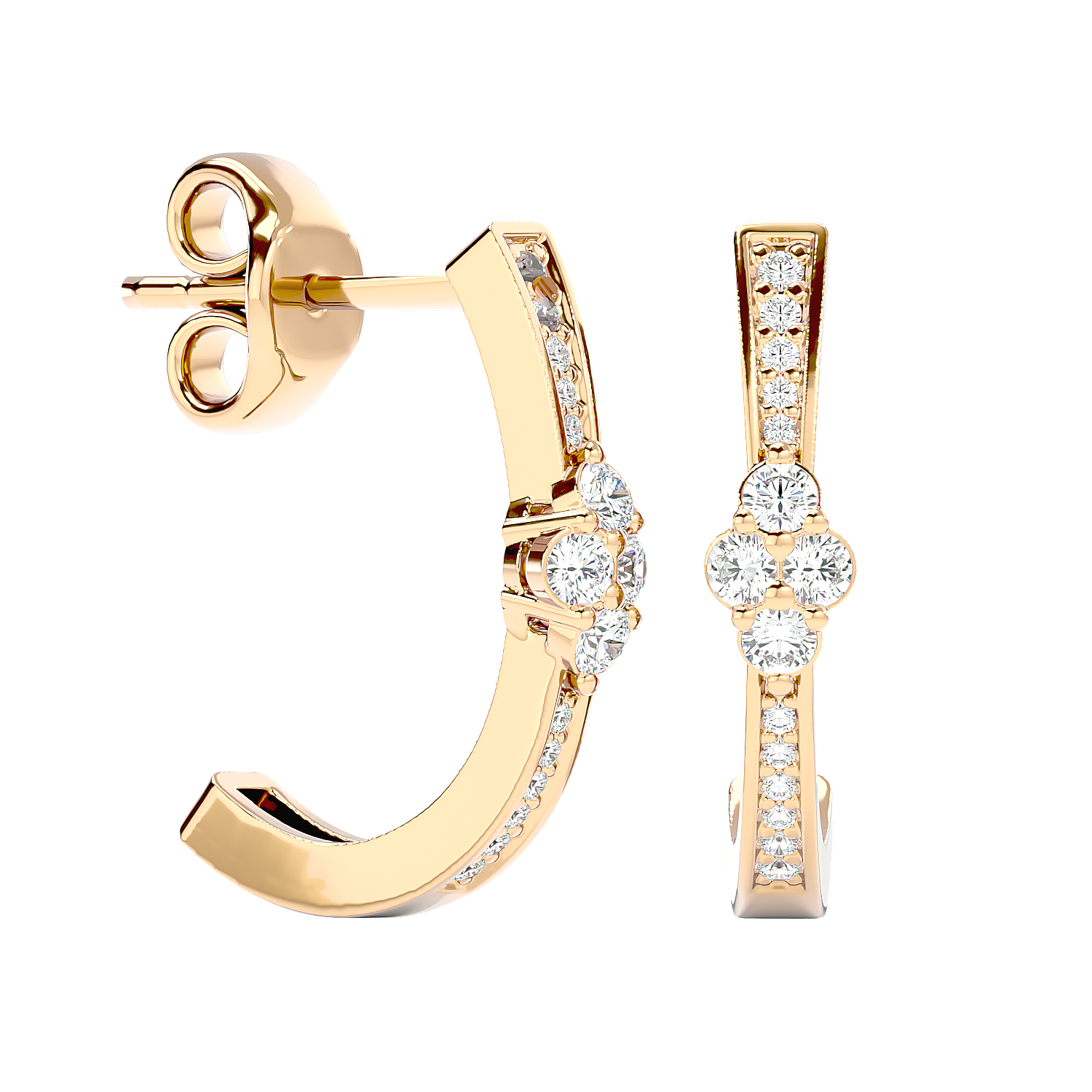 Diamond Cluster Half Hoop Earrings