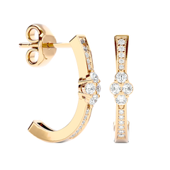 Diamond Cluster Half Hoop Earrings